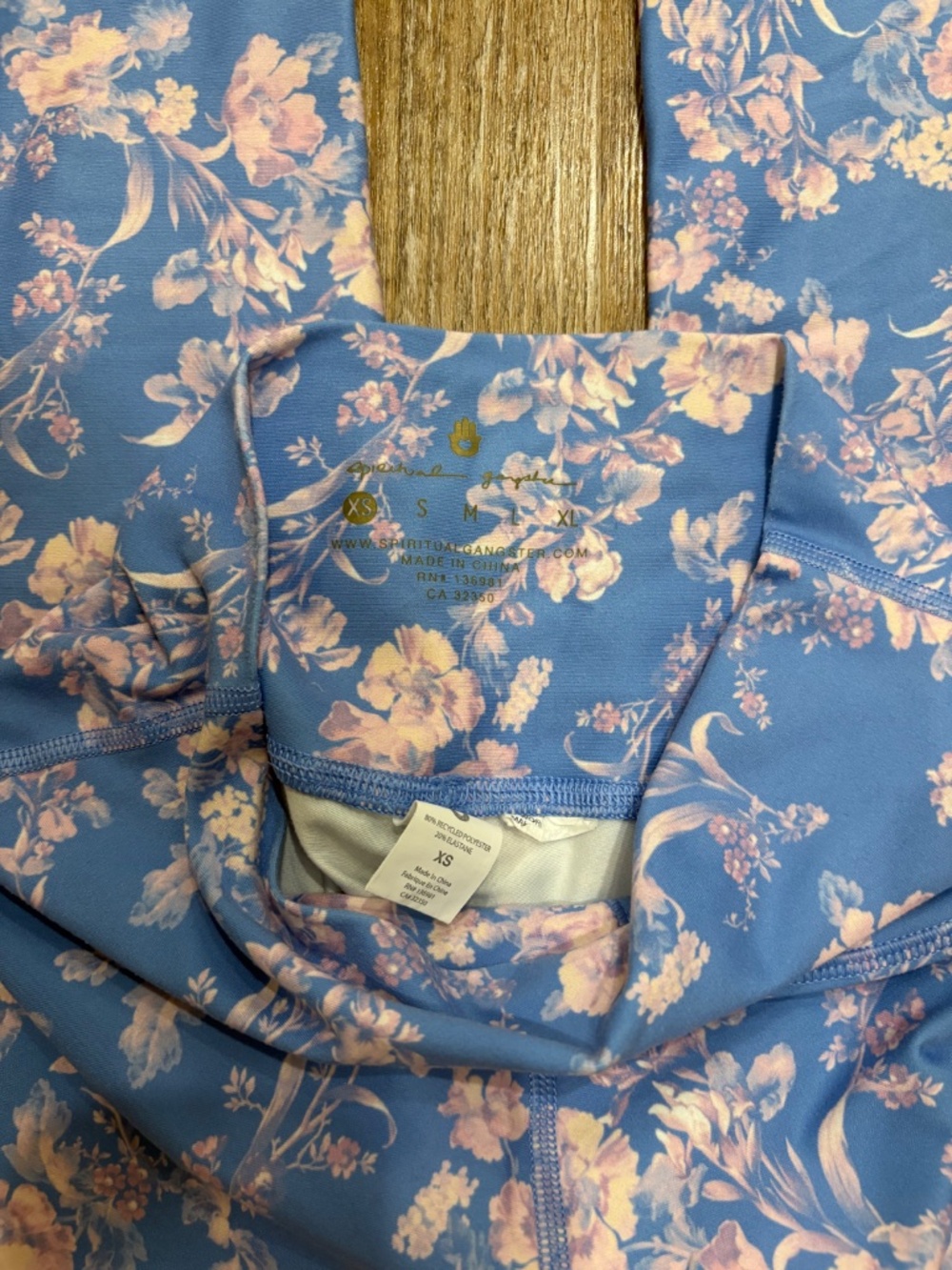 Spiritual Gangster Blue Floral Matching Set - Racerback Sports Bra & Leggings - Picture 8 of 8